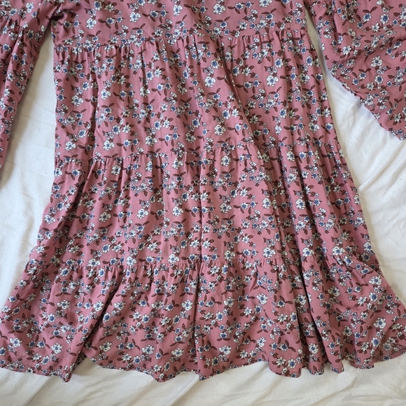 Boho Flowy Floral Mini Baby Doll Dress By Natural Life - Picture 2 of 13
